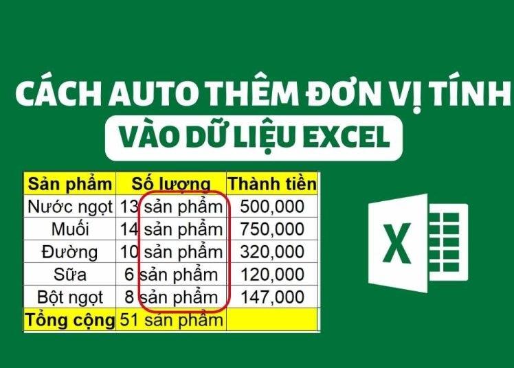 Thêm đơn Vị Trong Excel